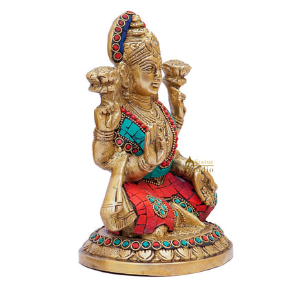 Brass Lakshmi Statue Home Pooja Office Décor Diwali Gift Laxmi Idol 8" by vendor-unknown - Hindu Gods (View 4)
