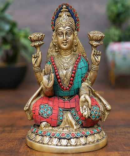 Brass Lakshmi Statue Home Pooja Office Décor Diwali Gift Laxmi Idol 8" by vendor-unknown - Hindu Gods (View 2)