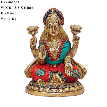 Brass Lakshmi Statue Home Pooja Office Décor Diwali Gift Laxmi Idol 8" by vendor-unknown - Hindu Gods (View 8)