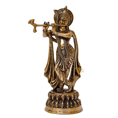 Brass Krishna Idol 10" by StatueStudio by vendor-unknown - Hindu Gods (View 3)