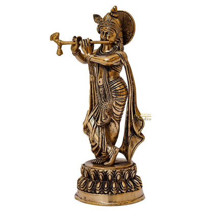 Brass Krishna Idol 10" by StatueStudio by vendor-unknown - Hindu Gods (View 4)