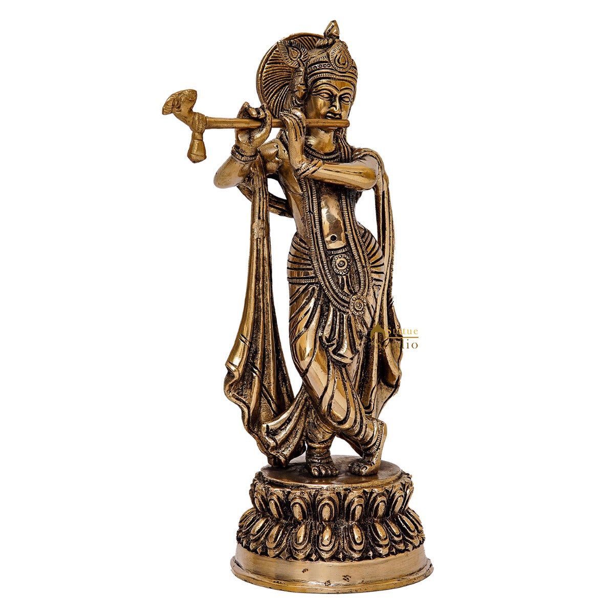 Brass Krishna Idol 10" by StatueStudio