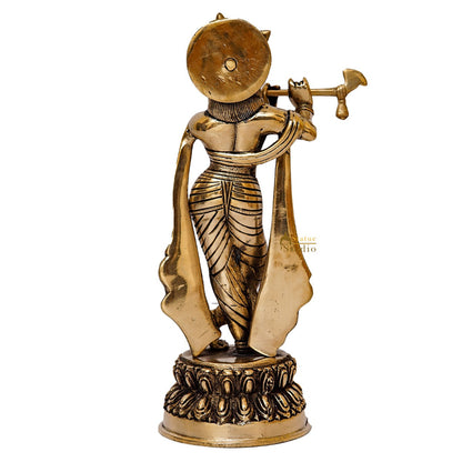 Brass Krishna Idol 10" by StatueStudio by vendor-unknown - Hindu Gods (View 6)