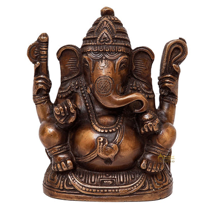 Brass Ganpati Idol Antique Finish For Home Office Decor Showpiece Gift 5" by vendor-unknown - Hindu Gods (View 2)