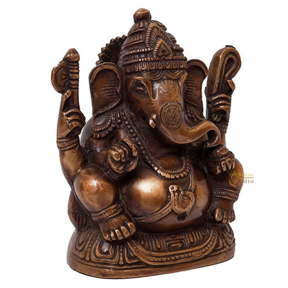 Brass Ganpati Idol Antique Finish For Home Office Decor Showpiece Gift 5" by vendor-unknown - Hindu Gods (View 4)
