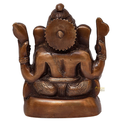 Brass Ganpati Idol Antique Finish For Home Office Decor Showpiece Gift 5" by vendor-unknown - Hindu Gods (View 5)