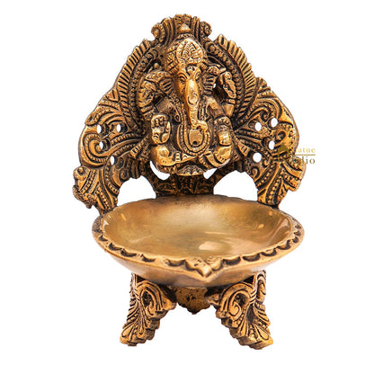 Brass Ganesha Diya For Pooja Room Home Diwali Décor Gift Showpiece 5" by vendor-unknown - Spiritual (View 3)
