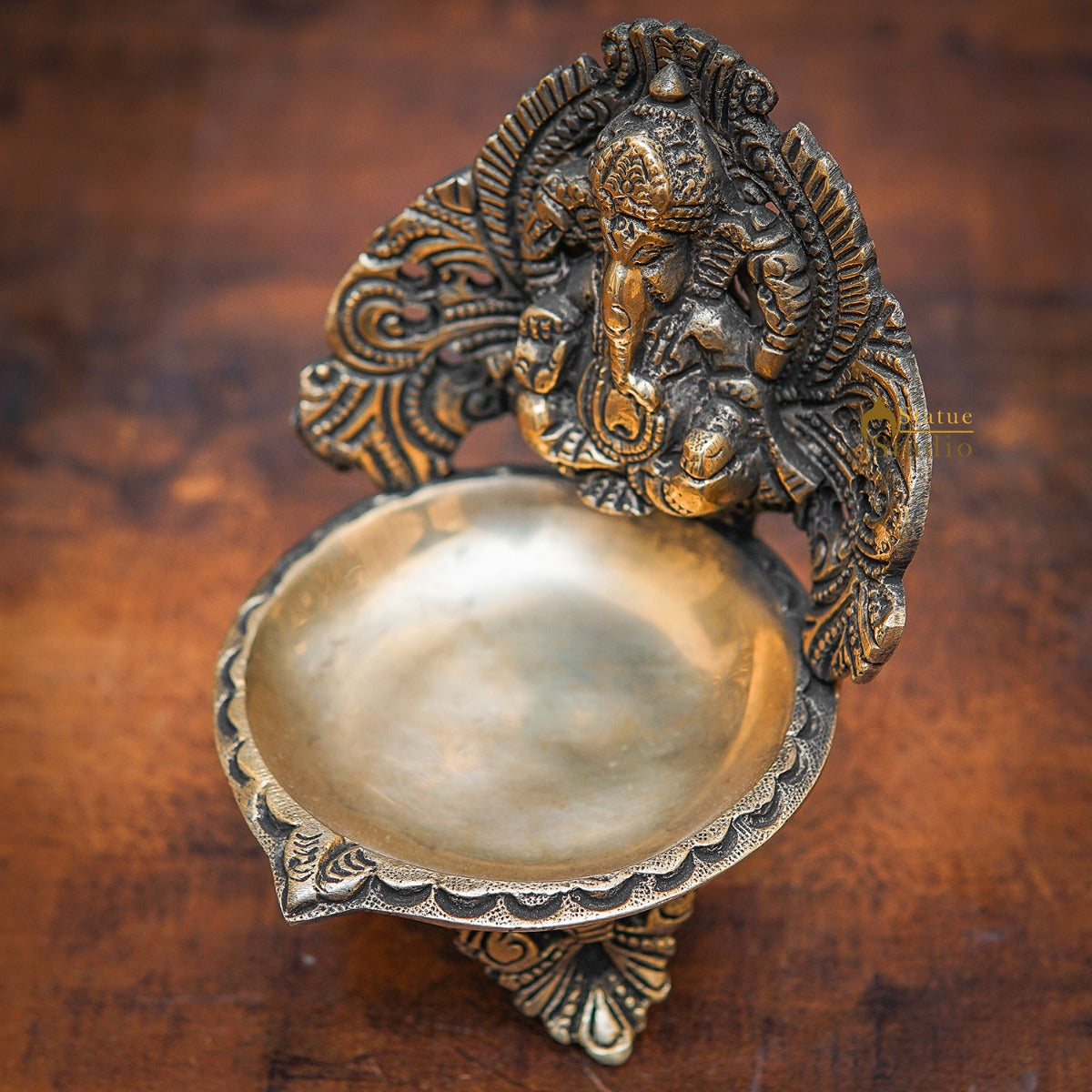 Brass Ganesha Diya For Pooja Room Home Diwali Décor Gift Showpiece 5" - Eco-friendly - Sama Homes