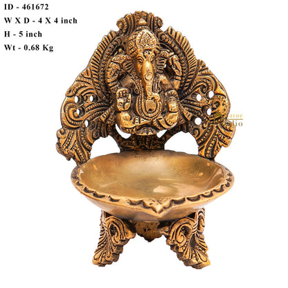 Brass Ganesha Diya For Pooja Room Home Diwali Décor Gift Showpiece 5" by vendor-unknown - Spiritual (View 8)