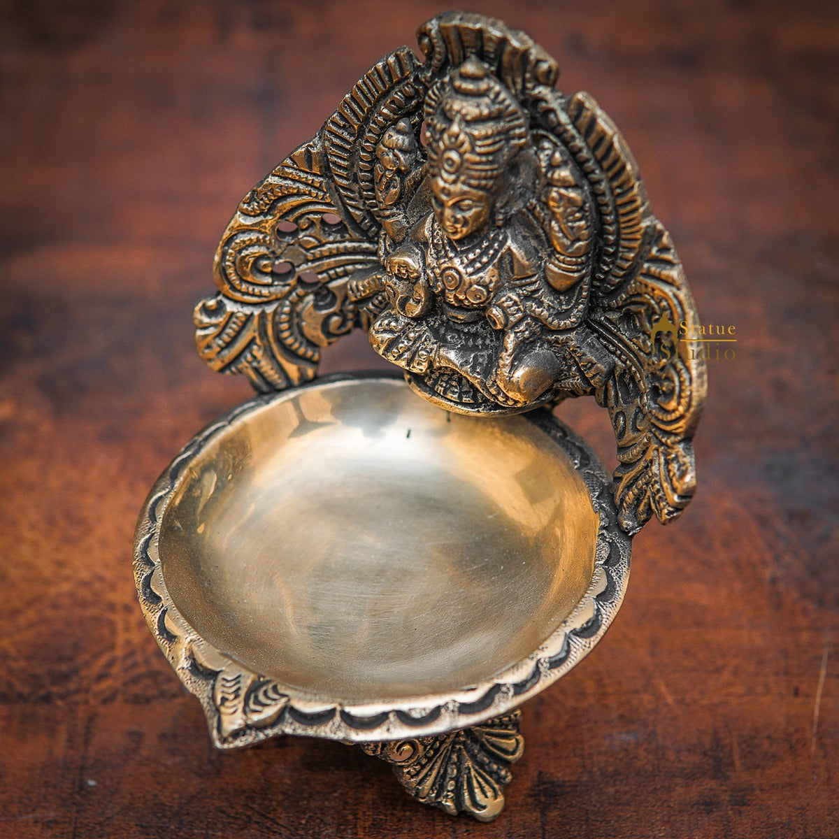 Brass Lakshmi Diya For Pooja Room Home Diwali Décor Gift Showpiece 5" - Eco-friendly - Sama Homes