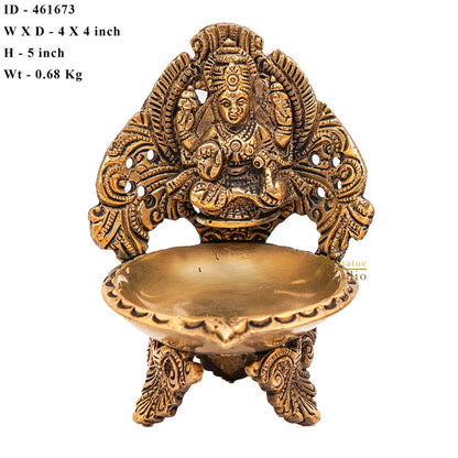 Brass Lakshmi Diya For Pooja Room Home Diwali Décor Gift Showpiece 5" by vendor-unknown - Spiritual (View 8)