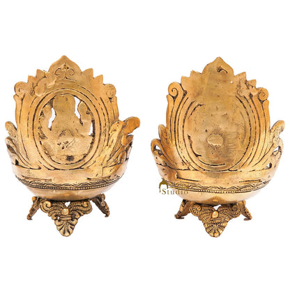 Brass Ganesha Lakshmi Diya For Pooja Room Home Diwali Décor Gift Showpiece 7" by vendor-unknown - Spiritual (View 5)