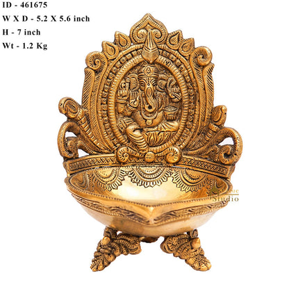 Brass Ganesha Diya For Pooja Room Home Diwali Décor Gift Showpiece 7" by vendor-unknown - Spiritual (View 8)