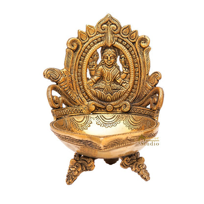 Brass Lakshmi Diya For Pooja Room Home Diwali Décor Gift Showpiece 7" by vendor-unknown - Spiritual (View 3)