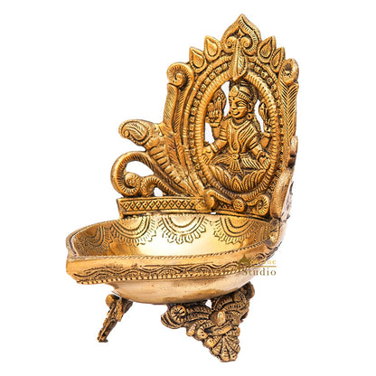 Brass Lakshmi Diya For Pooja Room Home Diwali Décor Gift Showpiece 7" by vendor-unknown - Spiritual (View 4)