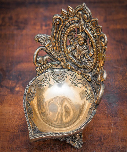 Brass Lakshmi Diya For Pooja Room Home Diwali Décor Gift Showpiece 7" by vendor-unknown - Spiritual (View 2)