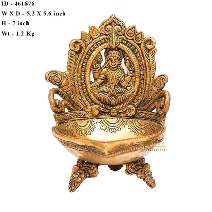 Brass Lakshmi Diya For Pooja Room Home Diwali Décor Gift Showpiece 7" by vendor-unknown - Spiritual (View 8)