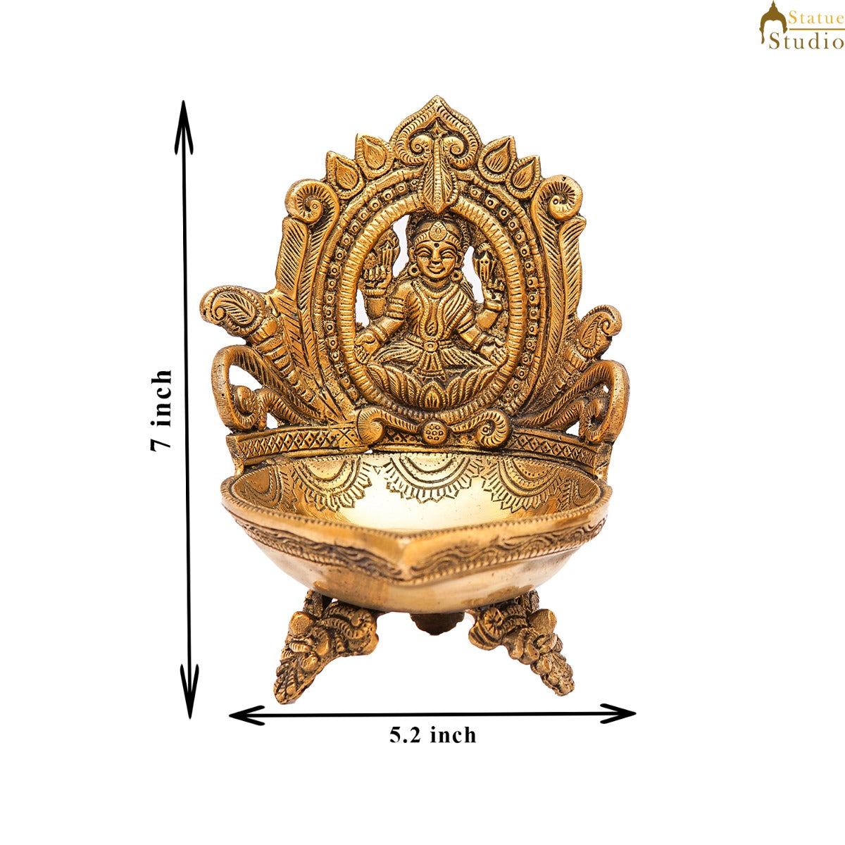 Brass Lakshmi Diya For Pooja Room Home Diwali Décor Gift Showpiece 7"