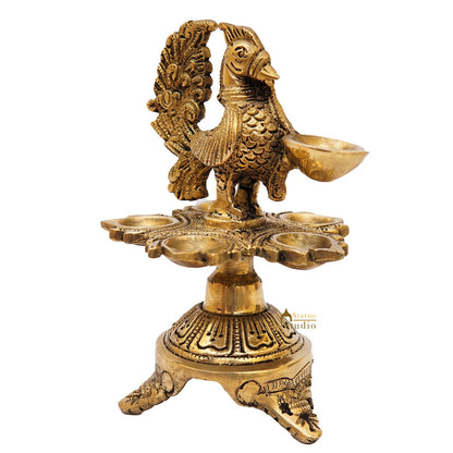 Brass Peacock Bird Diya For Pooja Room Home Diwali Décor Gift Showpiece 7" by vendor-unknown - Spiritual (View 5)
