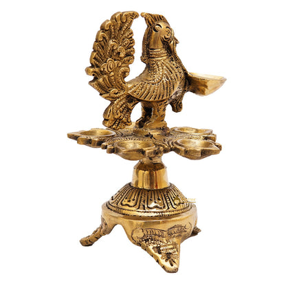Brass Peacock Bird Diya For Pooja Room Home Diwali Décor Gift Showpiece 7" by vendor-unknown - Spiritual (View 6)