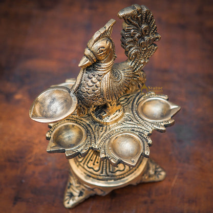 Brass Peacock Bird Diya For Pooja Room Home Diwali Décor Gift Showpiece 7" by vendor-unknown - Spiritual