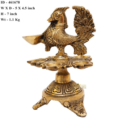 Brass Peacock Bird Diya For Pooja Room Home Diwali Décor Gift Showpiece 7" by vendor-unknown - Spiritual (View 8)