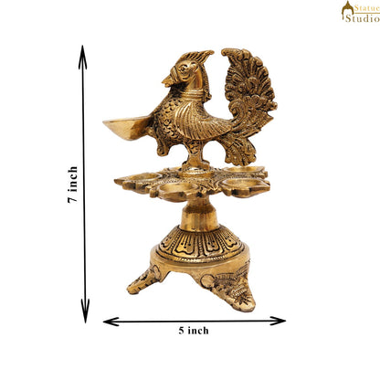 Brass Peacock Bird Diya For Pooja Room Home Diwali Décor Gift Showpiece 7" by vendor-unknown - Spiritual (View 7)