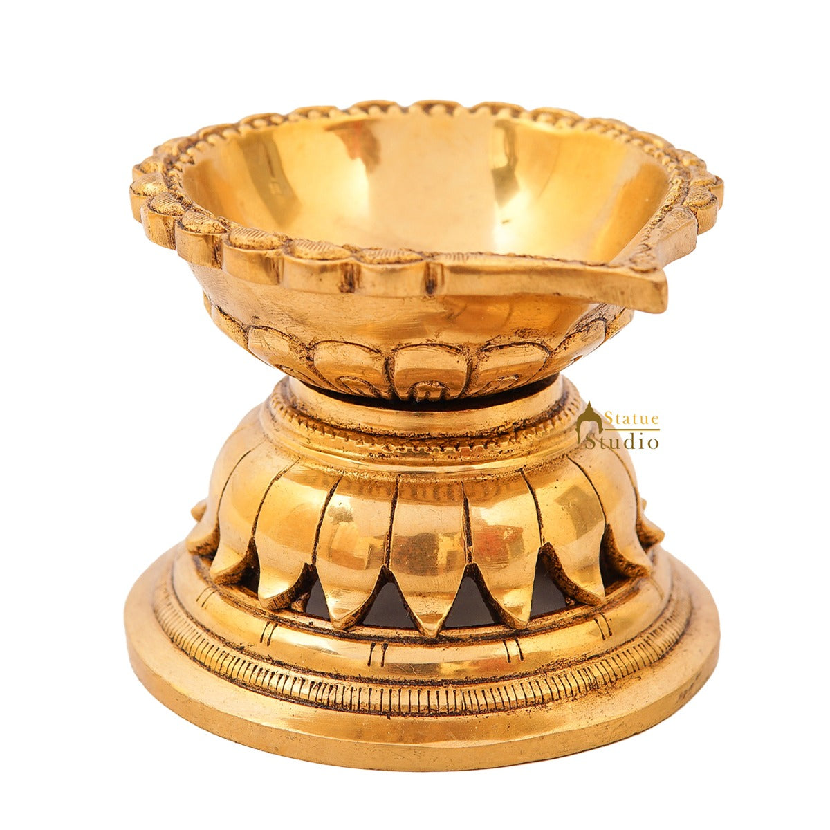 Brass Puja Diya For Pooja Room Home Diwali Décor Gift Showpiece 3" - Image 6