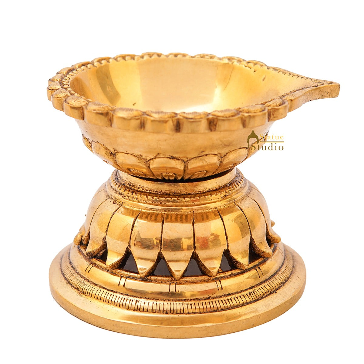 Brass Puja Diya For Pooja Room Home Diwali Décor Gift Showpiece 3" - Image 4