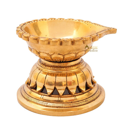 Brass Puja Diya For Pooja Room Home Diwali Décor Gift Showpiece 3" by vendor-unknown - Spiritual (View 4)