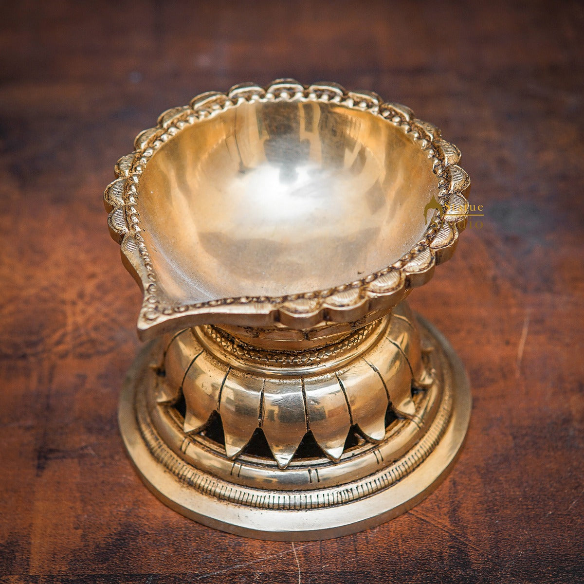 Brass Puja Diya For Pooja Room Home Diwali Décor Gift Showpiece 3" - Image 2