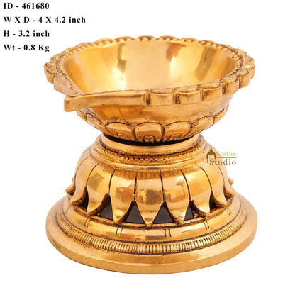 Brass Puja Diya For Pooja Room Home Diwali Décor Gift Showpiece 3" by vendor-unknown - Spiritual (View 8)