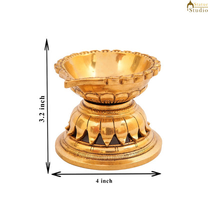 Brass Puja Diya For Pooja Room Home Diwali Décor Gift Showpiece 3" by vendor-unknown - Spiritual (View 7)