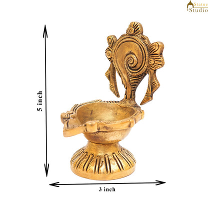 Brass Shankh Diya For Pooja Room Home Diwali Décor Gift Showpiece 5" by vendor-unknown - Spiritual (View 7)