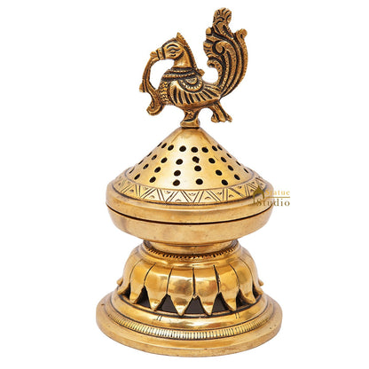 Brass Dhoop Dani Incense Burner For Pooja Room Décor Diwali Gift Showpiece 6" by vendor-unknown - Spiritual (View 2)