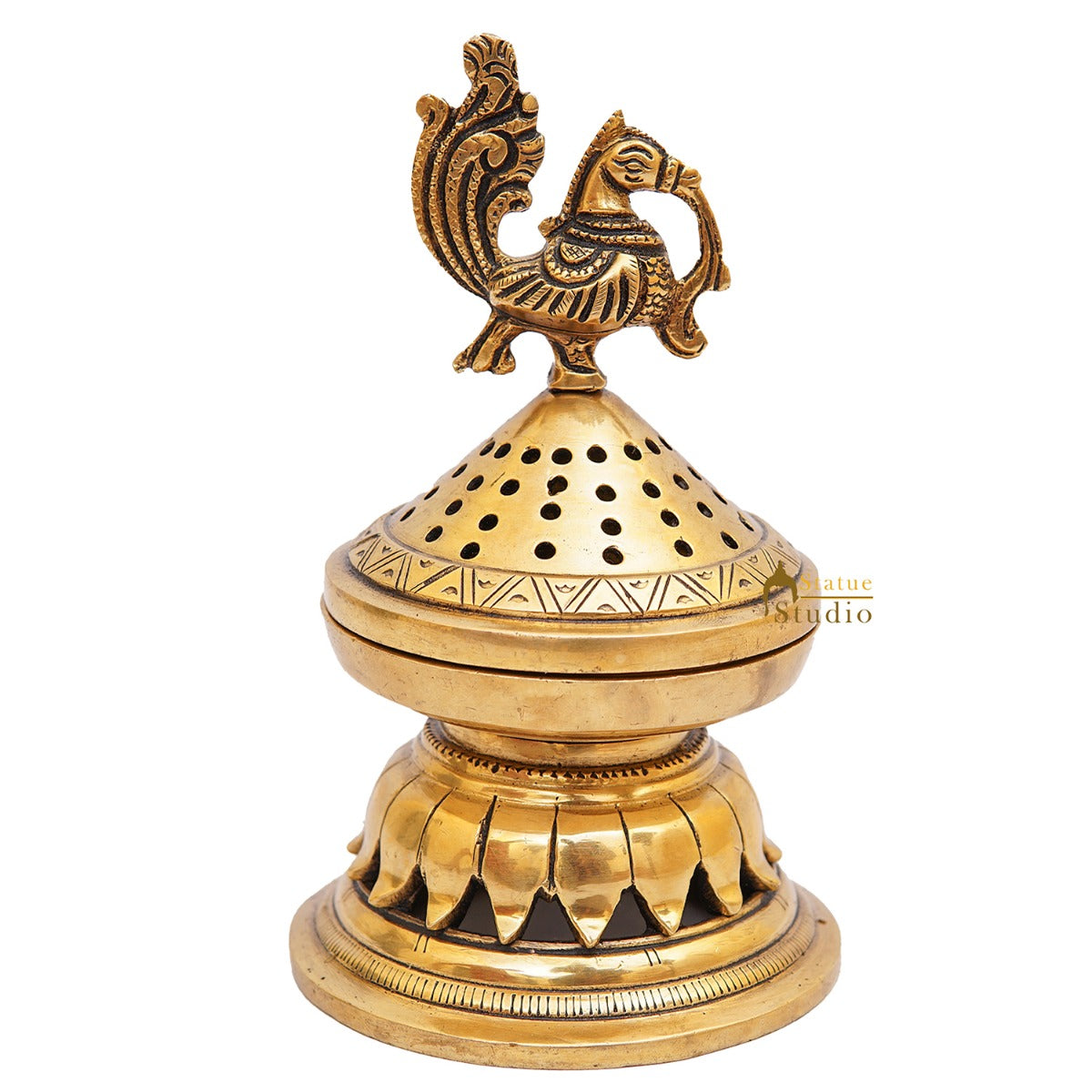 Brass Dhoop Dani Incense Burner For Pooja Room Décor Diwali Gift Showpiece 6" - Image 3