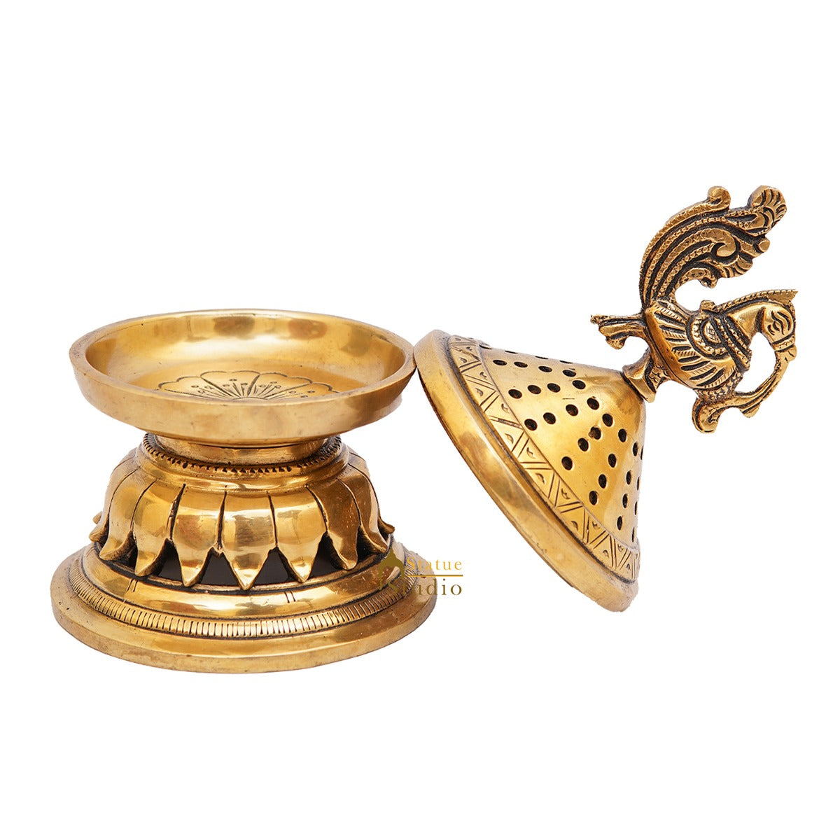 Brass Dhoop Dani Incense Burner For Pooja Room Décor Diwali Gift Showpiece 6" - Image 4