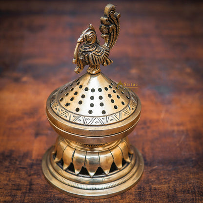 Brass Dhoop Dani Incense Burner For Pooja Room Décor Diwali Gift Showpiece 6" by vendor-unknown - Spiritual