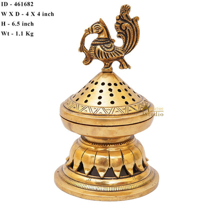 Brass Dhoop Dani Incense Burner For Pooja Room Décor Diwali Gift Showpiece 6" by vendor-unknown - Spiritual (View 7)