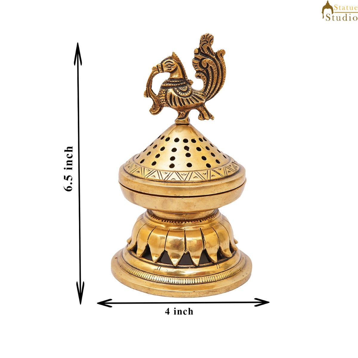 Brass Dhoop Dani Incense Burner For Pooja Room Décor Diwali Gift Showpiece 6" - Image 6