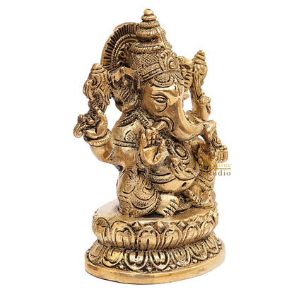 Brass Ganesha Statue Ganpati Idol For Home Office Diwali Puja Décor Idol Showpiece 5" by vendor-unknown - Products (View 4)