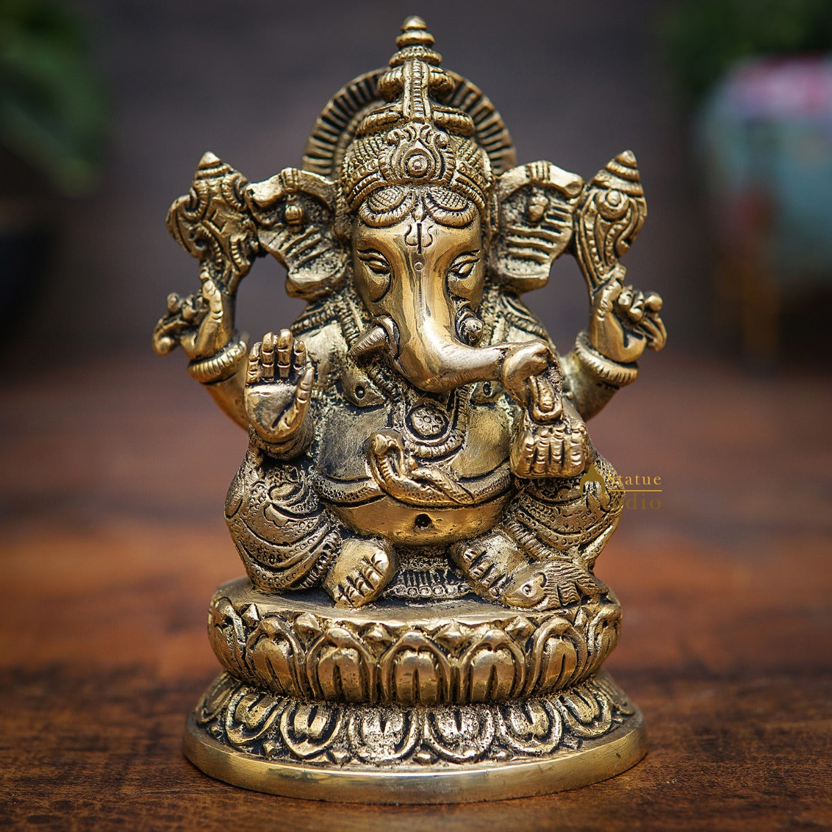 Brass Ganesha Statue Ganpati Idol For Home Office Diwali Puja Décor Idol Showpiece 5" - Eco-friendly - Sama Homes