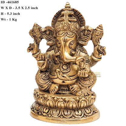 Brass Ganesha Statue Ganpati Idol For Home Office Diwali Puja Décor Idol Showpiece 5" by vendor-unknown - Products (View 6)