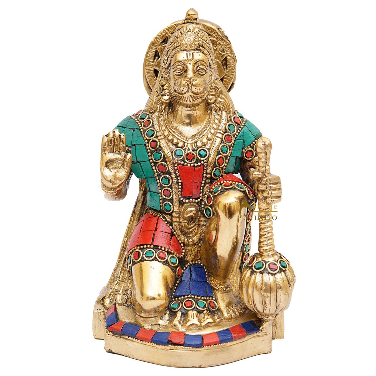 Brass Hanuman Idol Home Pooja Décor Lucky Gift Statue Showpiece 7" - Image 3