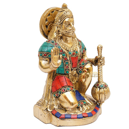 Brass Hanuman Idol Home Pooja Décor Lucky Gift Statue Showpiece 7" by vendor-unknown - Hindu Gods (View 5)