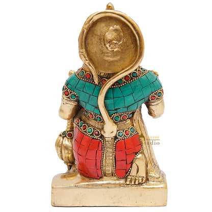 Brass Hanuman Idol Home Pooja Décor Lucky Gift Statue Showpiece 7" by vendor-unknown - Hindu Gods (View 6)