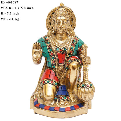 Brass Hanuman Idol Home Pooja Décor Lucky Gift Statue Showpiece 7" by vendor-unknown - Hindu Gods (View 7)