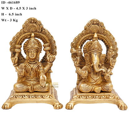 Brass Ganesha Lakshmi Idols For Home Diwali Pooja Room Décor Gift Showpiece 6" by vendor-unknown - Hindu Gods (View 6)