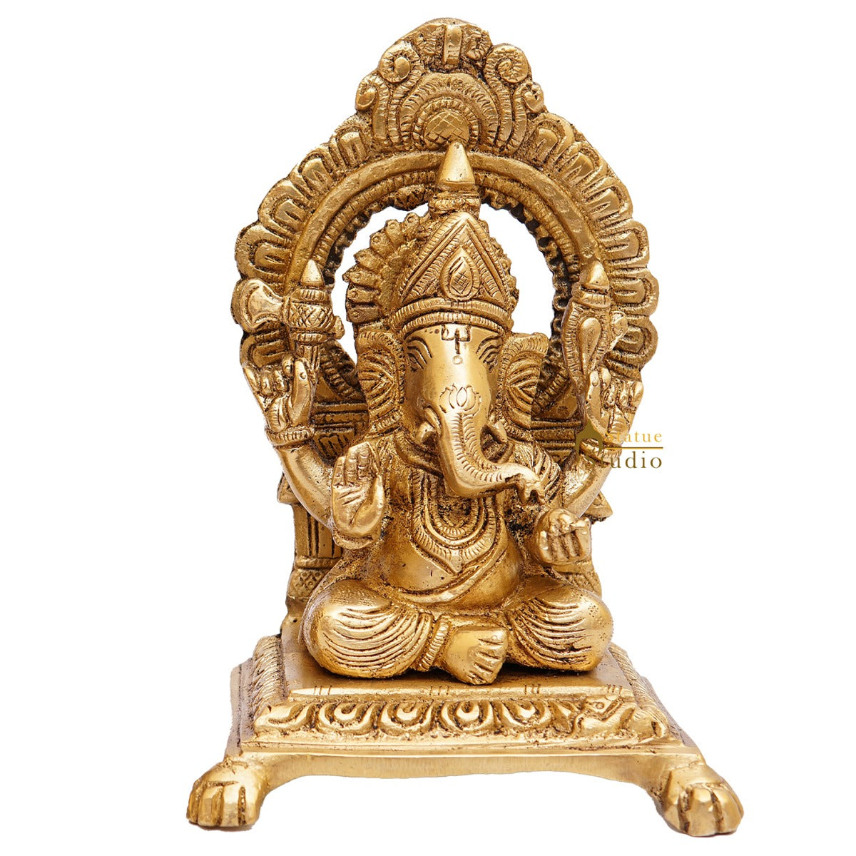 Brass Ganesha Idol Ganpati Statue For Home Diwali Pooja Room Décor Gift Showpiece 6" - Image 2