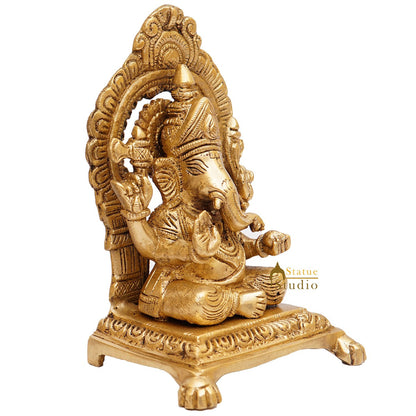 Brass Ganesha Idol Ganpati Statue For Home Diwali Pooja Room Décor Gift Showpiece 6" by vendor-unknown - Products (View 4)